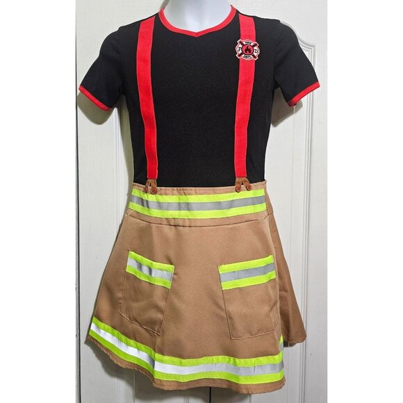 Wild Firefighter Girls Costume 8-10 Dress Helmet Hat Halloween Kid Fire Uniform - Picture 4 of 6
